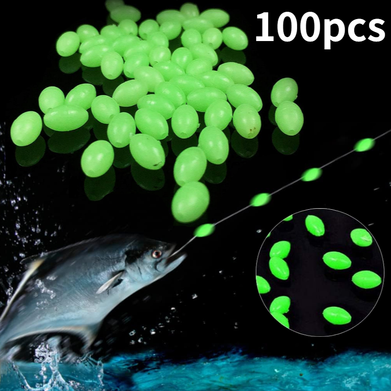 Night Float Fishing - 100pcs/lot Manik-manik Pancing Oval Bercahaya di